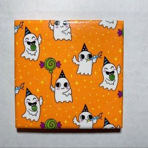 Halloween Ghost Ceramic Coaster, Ceramic Tile Coaster, Holiday Decor